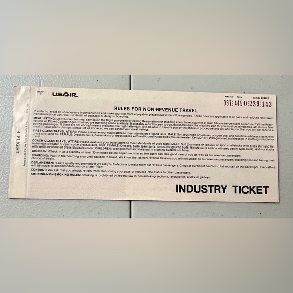 Vintage USAir Travel Passes Luggage Tag Ticket Jackets - Picture 4 of 13